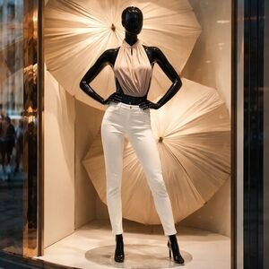 Democracy "AB" SZ 14 Preppy White Mid Rise Stretch Cropped Skinny Timeless Jeans